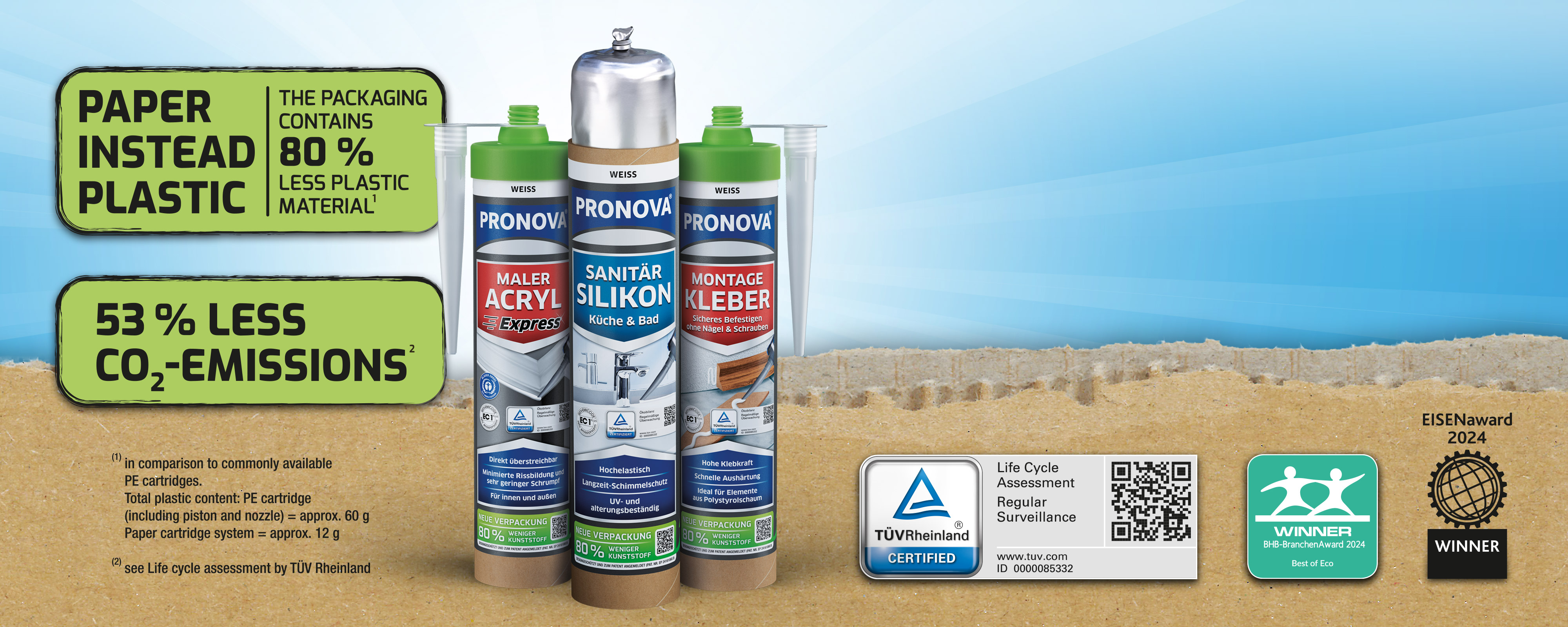 The Pronova range of cardboard cartridges